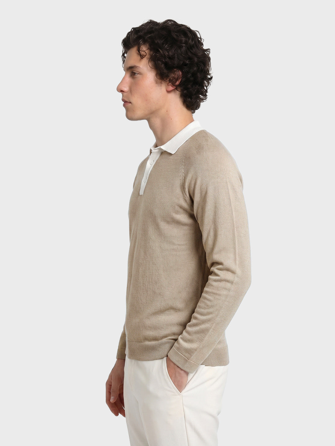 Men's Beige Slim Fit Solid Casual T-Shirt