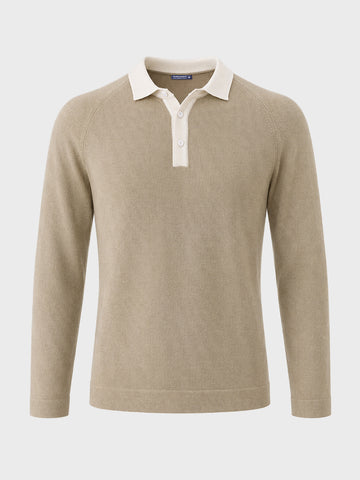 Men's Beige Slim Fit Solid Casual Polo T-Shirt