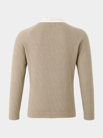 Men's Beige Slim Fit Solid Casual Polo T-Shirt