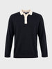 Men's Black Slim Fit Solid Flat Knit Polos T-Shirt