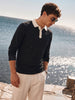 Men's Black Slim Fit Solid Flat Knit Polos T-Shirt