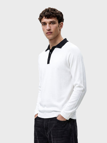 Men's White Slim Fit Solid Casual Polos T-Shirt
