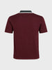 Men's Maroon Slim Fit Textured Flat Knit Polo Collar T-Shirt