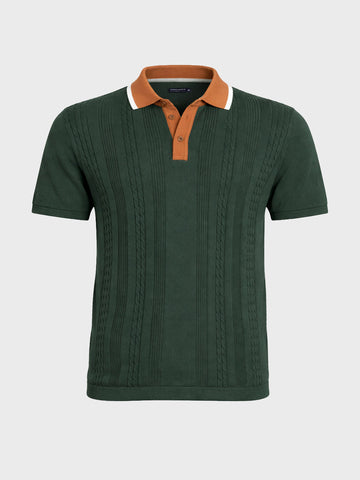 Men's Green Slim Fit Textured Flat Knit T-Shirt