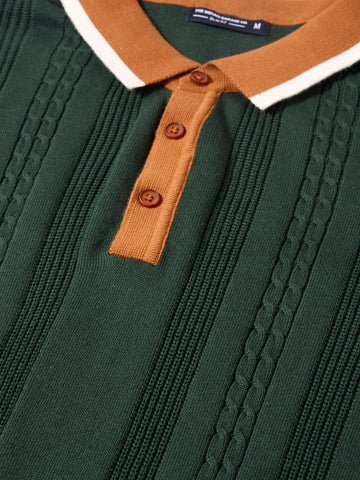 Men's Green Slim Fit Textured Flat Knit T-Shirt