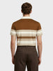 Men's Brown Slim Fit Striped Flat Knit T-Shirt