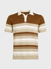 Men's Brown Slim Fit Striped Flat Knit T-Shirt