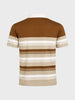 Men's Brown Slim Fit Striped Flat Knit T-Shirt