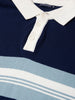 Men's Navy Blue Slim Fit Striped Flat Knit Polo T-Shirt