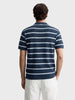 Men's Blue Slim Fit Striped Flat Knit T-Shirt