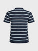 Men's Blue Slim Fit Striped Flat Knit T-Shirt