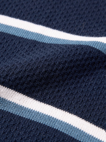 Men's Blue Slim Fit Striped Flat Knit T-Shirt