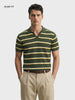 Men's Green Slim Fit Striped Flat Knit T-Shirt