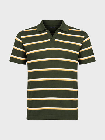 Men's Green Slim Fit Striped Flat Knit T-Shirt