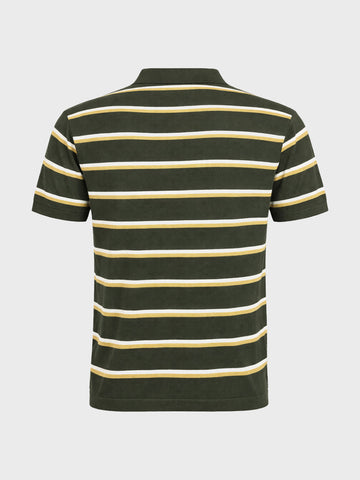 Men's Green Slim Fit Striped Flat Knit T-Shirt