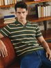 Men's Green Slim Fit Striped Flat Knit T-Shirt