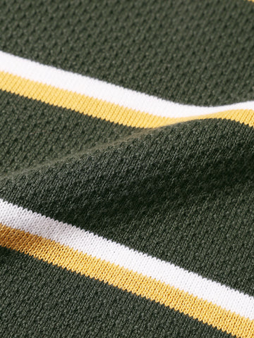 Men's Green Slim Fit Striped Flat Knit T-Shirt