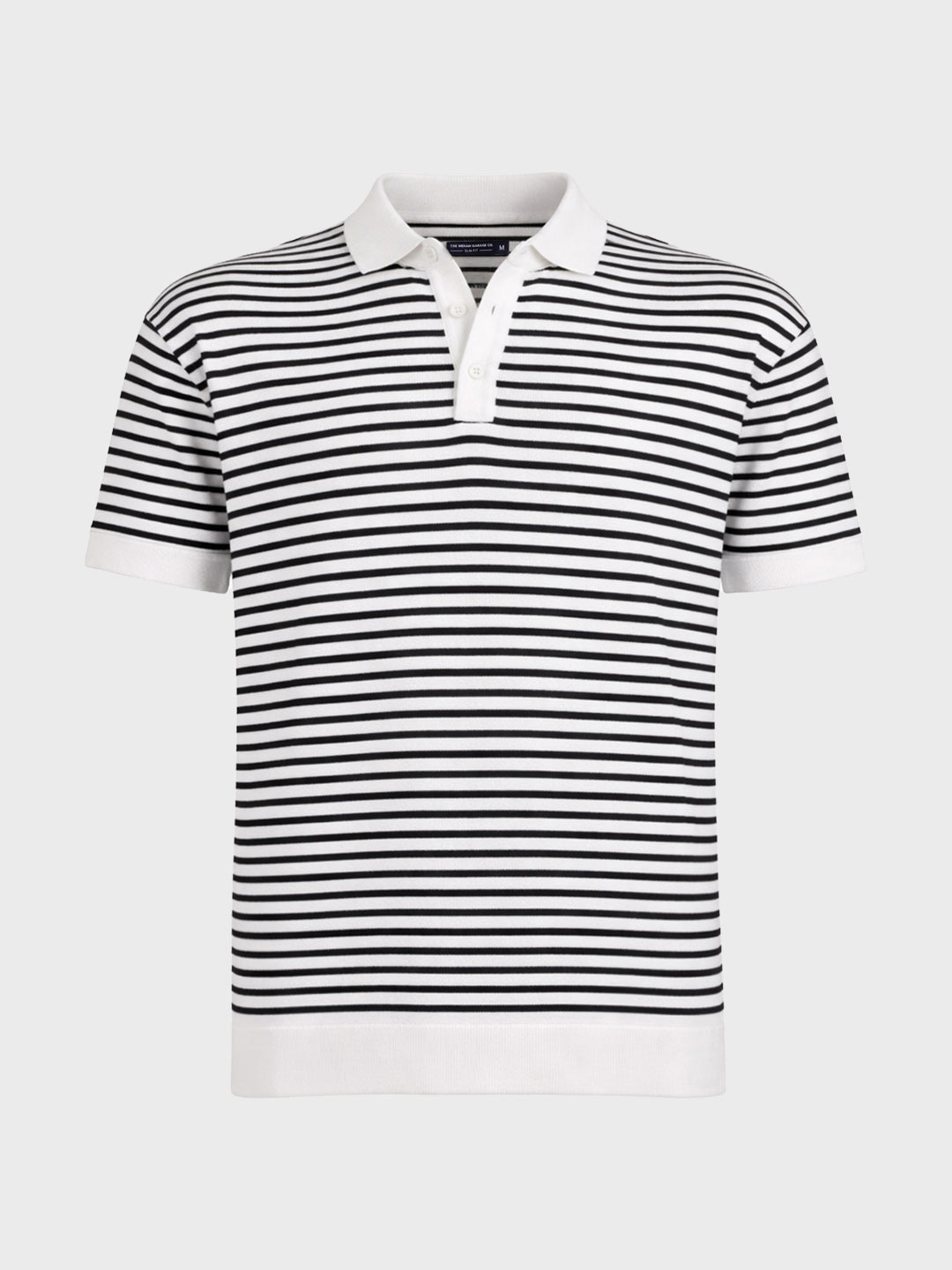 Men's White Oversized Fit Striped Flat Knit T-Shirt