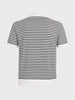 Men's White Oversized Fit Striped Flat Knit Polo T-Shirt