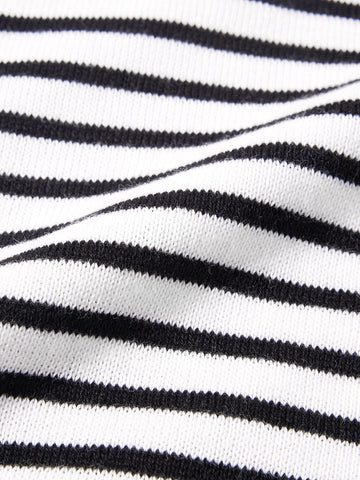 Men's White Oversized Fit Striped Flat Knit Polo T-Shirt