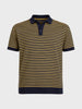 Men's Blue Oversized Fit Striped Flat Knit T-Shirt