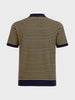 Men's Blue Oversized Fit Striped Flat Knit T-Shirt