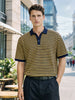 Men's Blue Oversized Fit Striped Flat Knit T-Shirt
