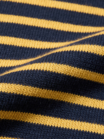 Men's Blue Oversized Fit Striped Flat Knit T-Shirt