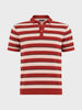 Men's Rust Slim Fit Striped Flat Knit Polo T-Shirt