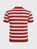 Men's Rust Slim Fit Striped Flat Knit Polo T-Shirt