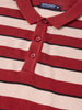 Men's Rust Slim Fit Striped Flat Knit Polo T-Shirt