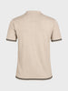 Men's Beige Slim Fit Solid Flat Knit Polo Collar T-Shirt