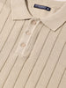 Men's Beige Slim Fit Solid Flat Knit Polo Collar T-Shirt
