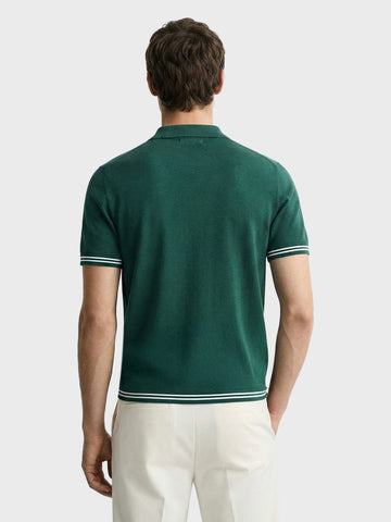 Men's Teal Slim Fit Solid Flat Knit Polo T-Shirt