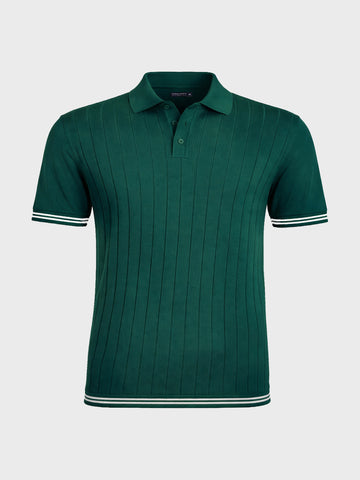 Men's Teal Slim Fit Solid Flat Knit Polo T-Shirt