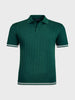 Men's Teal Slim Fit Solid Flat Knit Polo T-Shirt