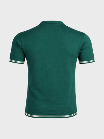 Men's Teal Slim Fit Solid Flat Knit Polo T-Shirt