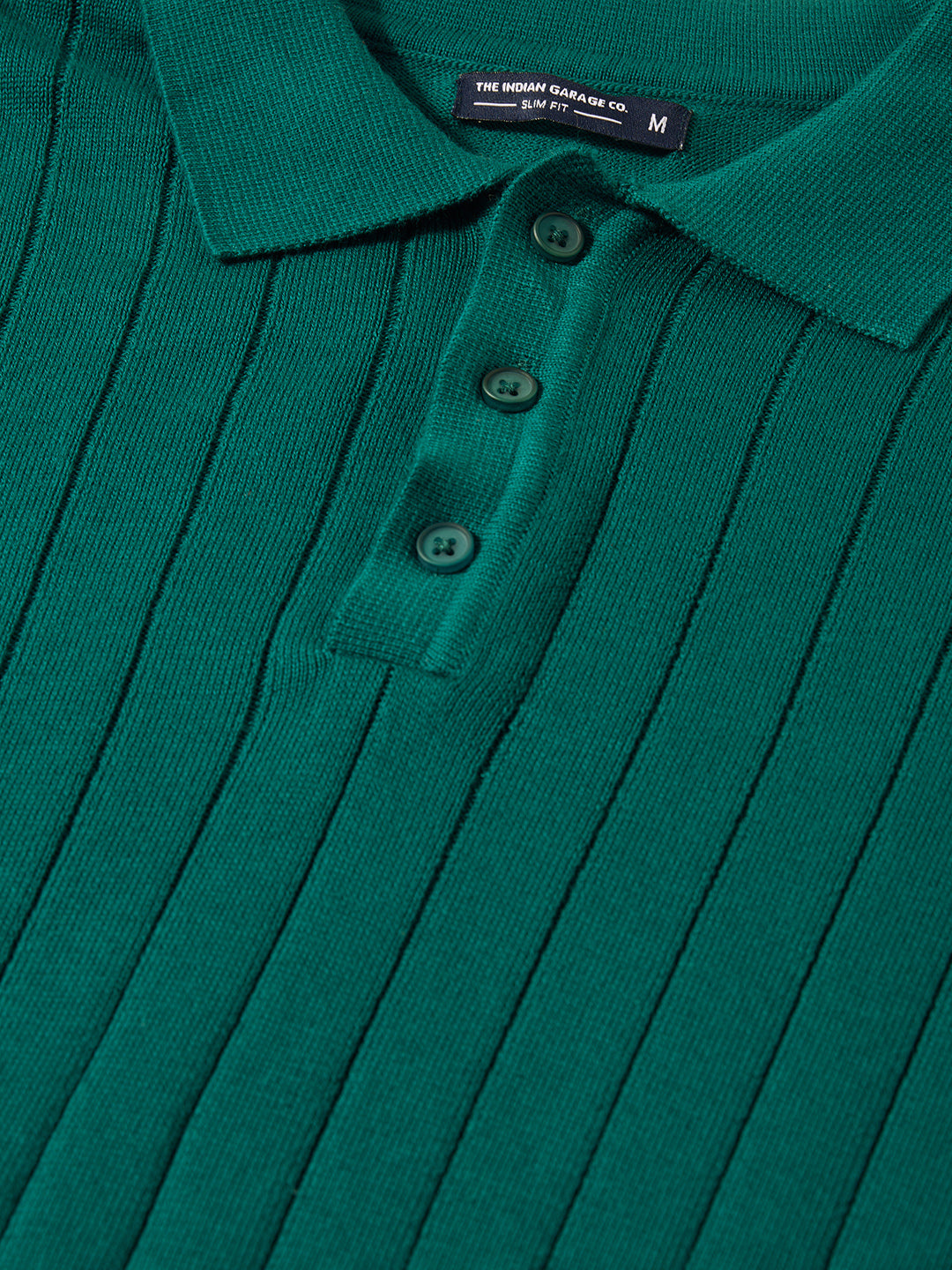 Men's Teal Slim Fit Solid Flat Knit Polo T-Shirt