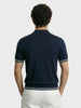 Men's Blue Slim Fit Solid Flat Knit Polo Collar T-Shirt