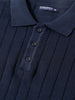 Men's Blue Slim Fit Solid Flat Knit Polo Collar T-Shirt