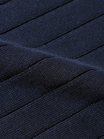 Men's Blue Slim Fit Solid Flat Knit Polo Collar T-Shirt