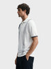 Men's Cream Slim Fit Striped Casual Polo T-Shirt