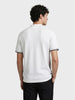 Men's Cream Slim Fit Striped Casual Polo T-Shirt