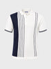 Men's Cream Slim Fit Striped Casual Polo T-Shirt
