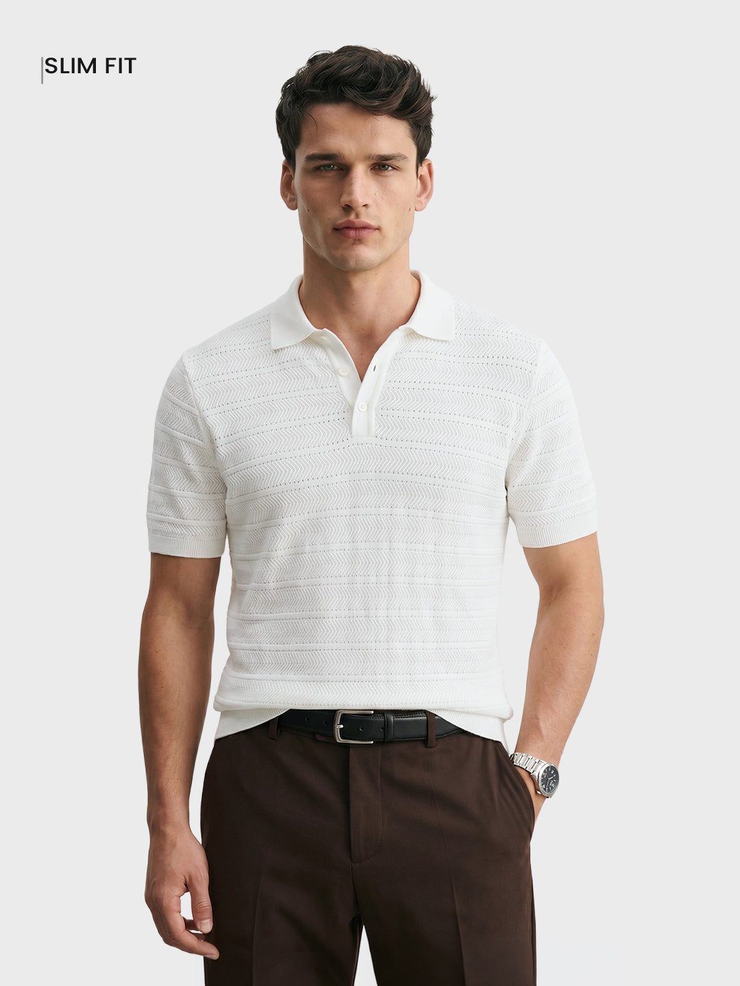 Men's White Slim Fit Solid Casual T-Shirt