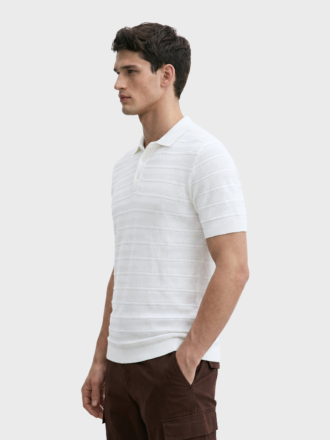 Men's White Slim Fit Solid Casual T-Shirt