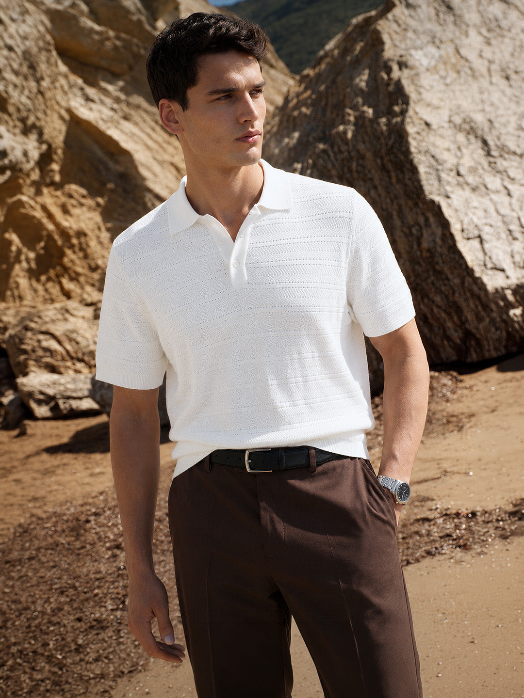 Men's White Slim Fit Solid Casual T-Shirt