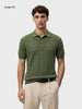 Men's Green Slim Fit Solid Flat Knit Polo T-Shirt