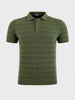 Men's Green Slim Fit Solid Flat Knit Polo T-Shirt
