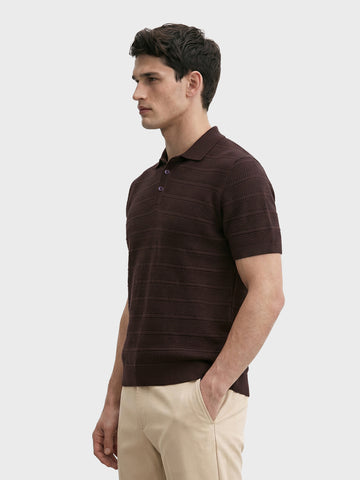 Men's Brown Slim Fit Solid Casual Polos T-Shirt